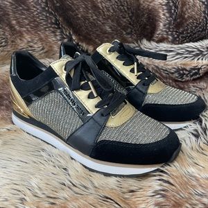 MKORS Billie Chain-Mesh and Leather Sneaker